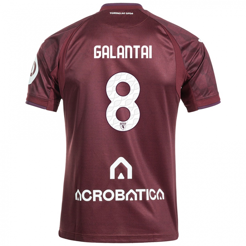 Bambino Maglia Tamás Galántai #8 Marrone Bianco Kit Gara Home 2024/25 Maglietta