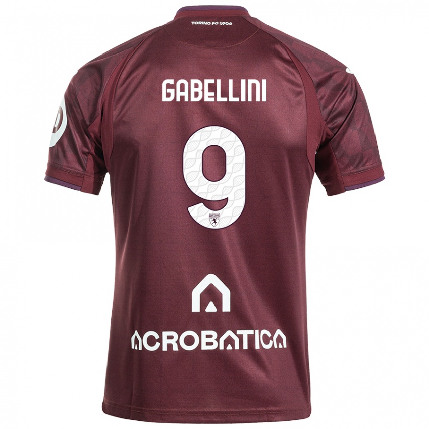 Bambino Maglia Tommaso Gabellini #9 Marrone Bianco Kit Gara Home 2024/25 Maglietta