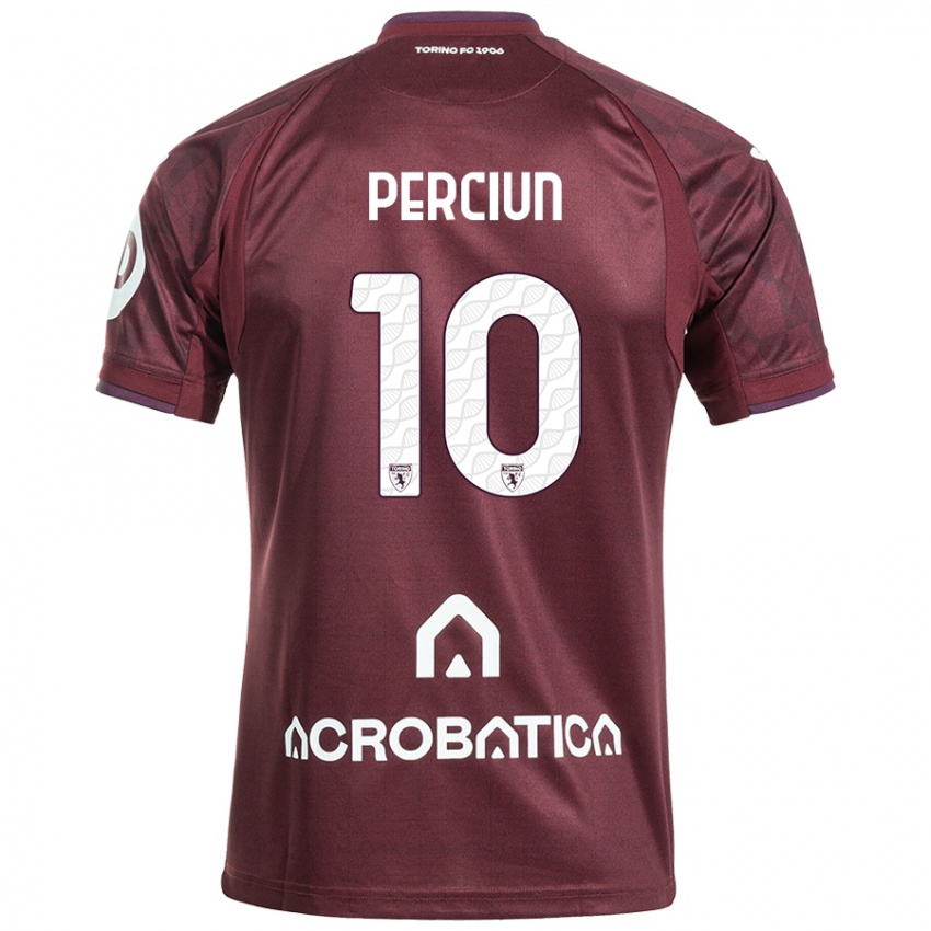 Bambino Maglia Sergiu Perciun #10 Marrone Bianco Kit Gara Home 2024/25 Maglietta