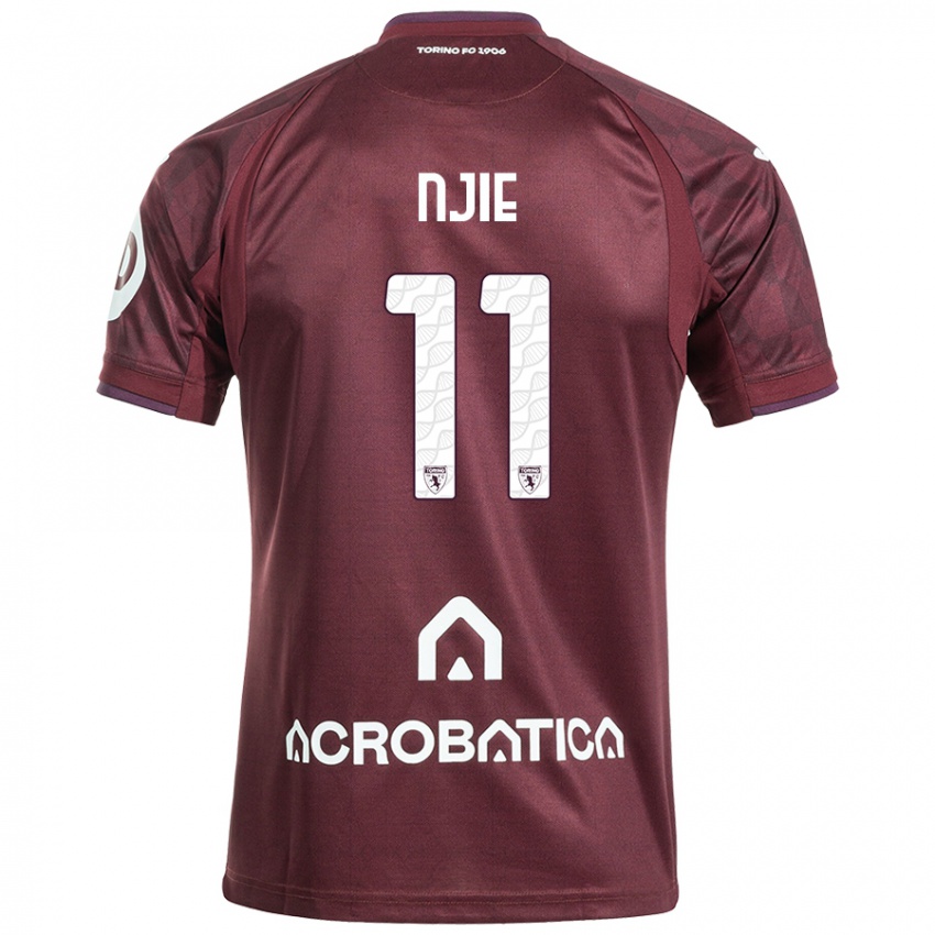 Bambino Maglia Alieu Njie #11 Marrone Bianco Kit Gara Home 2024/25 Maglietta