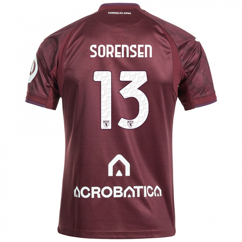 Bambino Maglia Ben Sørensen #13 Marrone Bianco Kit Gara Home 2024/25 Maglietta