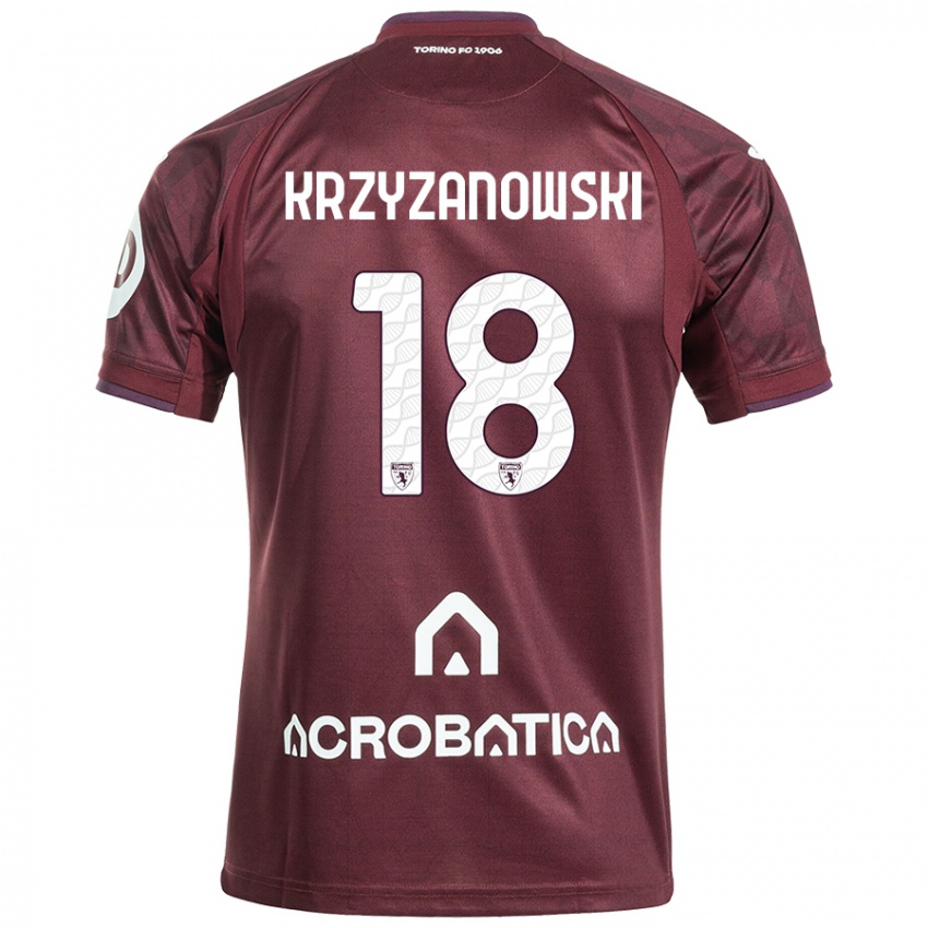 Bambino Maglia Jakub Krzyzanowski #18 Marrone Bianco Kit Gara Home 2024/25 Maglietta