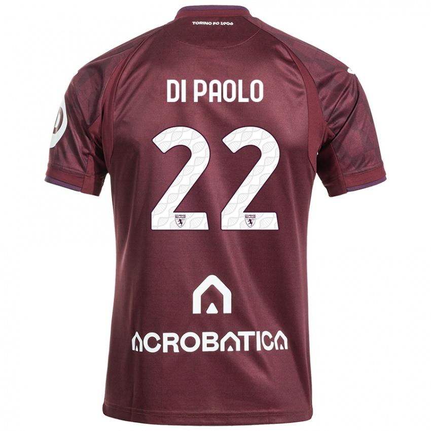 Bambino Maglia Sebastiano Di Paolo #22 Marrone Bianco Kit Gara Home 2024/25 Maglietta