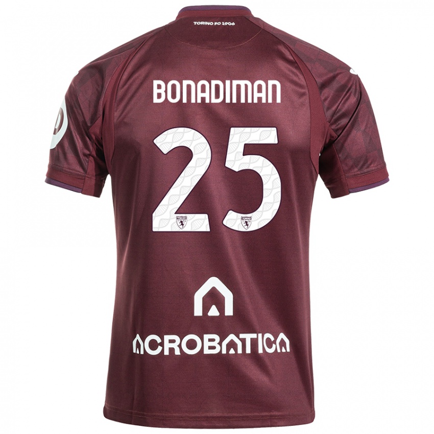 Bambino Maglia Matteo Bonadiman #25 Marrone Bianco Kit Gara Home 2024/25 Maglietta