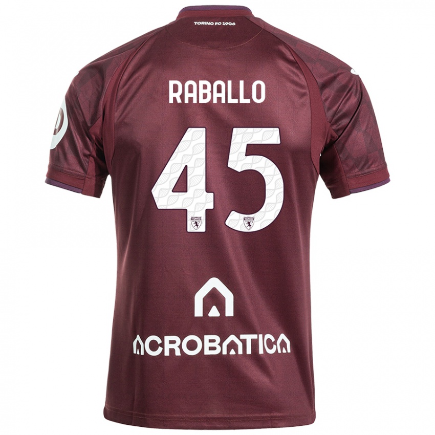 Bambino Maglia Alessio Raballo #45 Marrone Bianco Kit Gara Home 2024/25 Maglietta