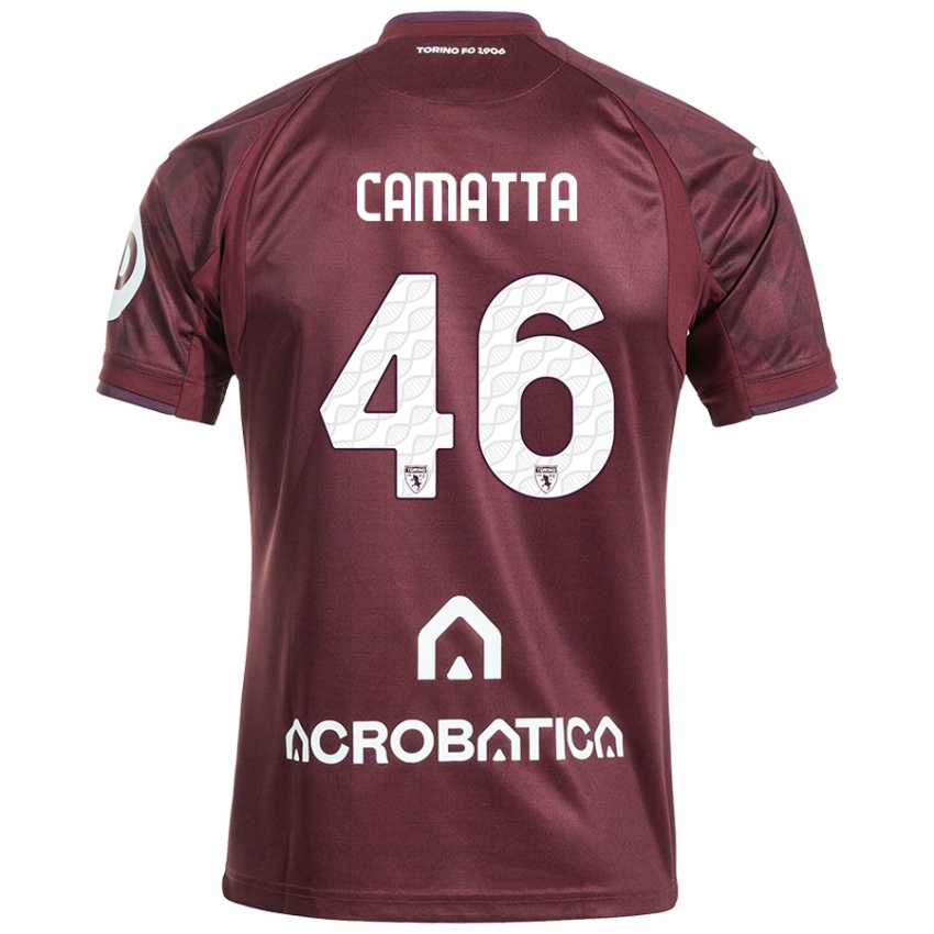 Bambino Maglia Alessandro Camatta #46 Marrone Bianco Kit Gara Home 2024/25 Maglietta