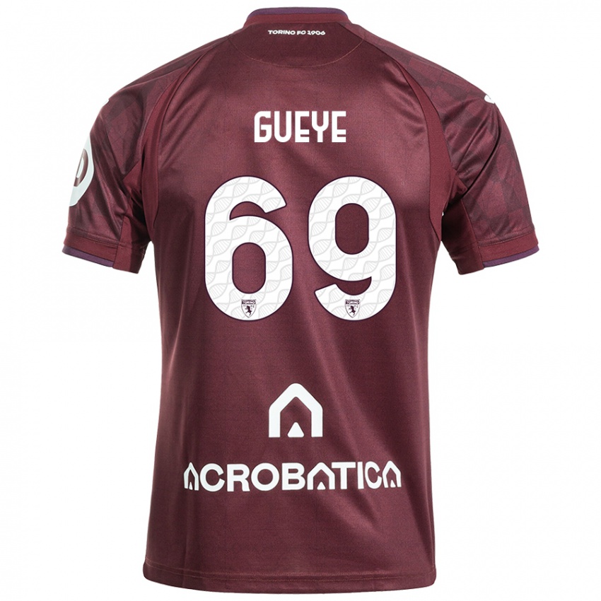 Bambino Maglia Ousmane Gueye #69 Marrone Bianco Kit Gara Home 2024/25 Maglietta