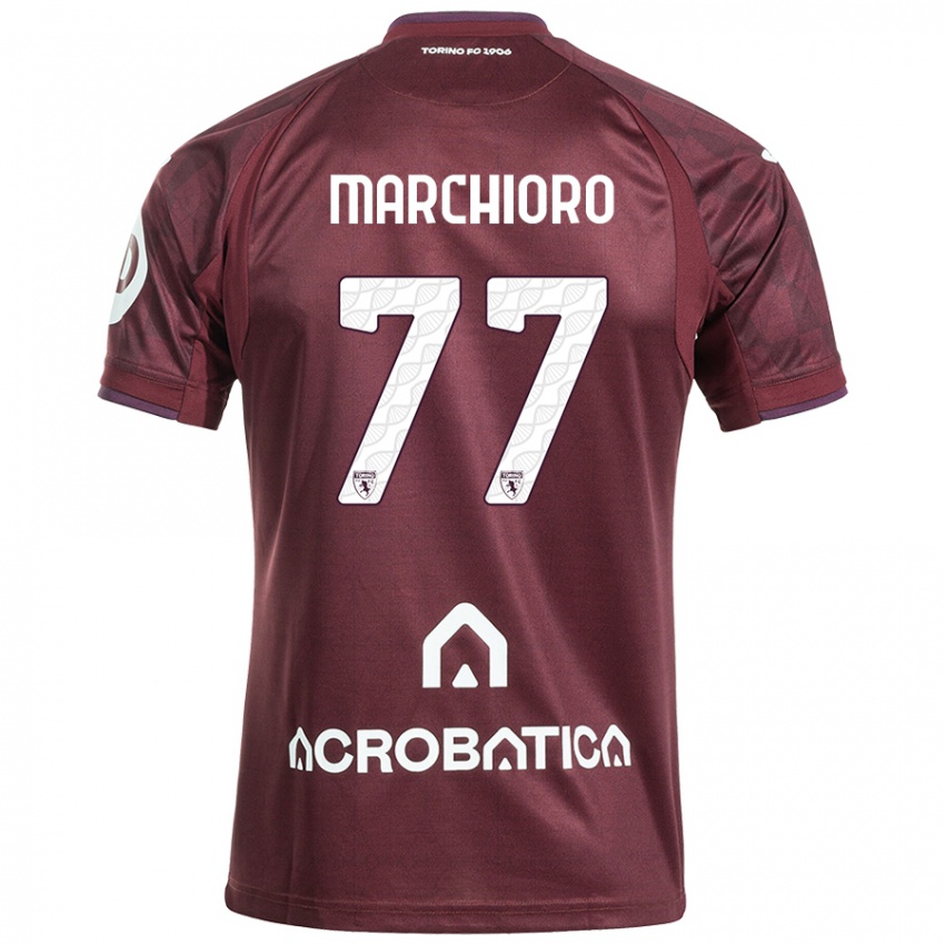 Bambino Maglia Raffaele Marchioro #77 Marrone Bianco Kit Gara Home 2024/25 Maglietta