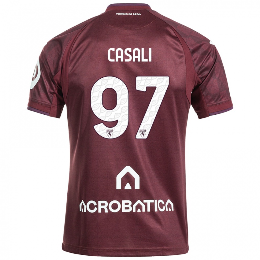 Bambino Maglia Michele Casali #97 Marrone Bianco Kit Gara Home 2024/25 Maglietta