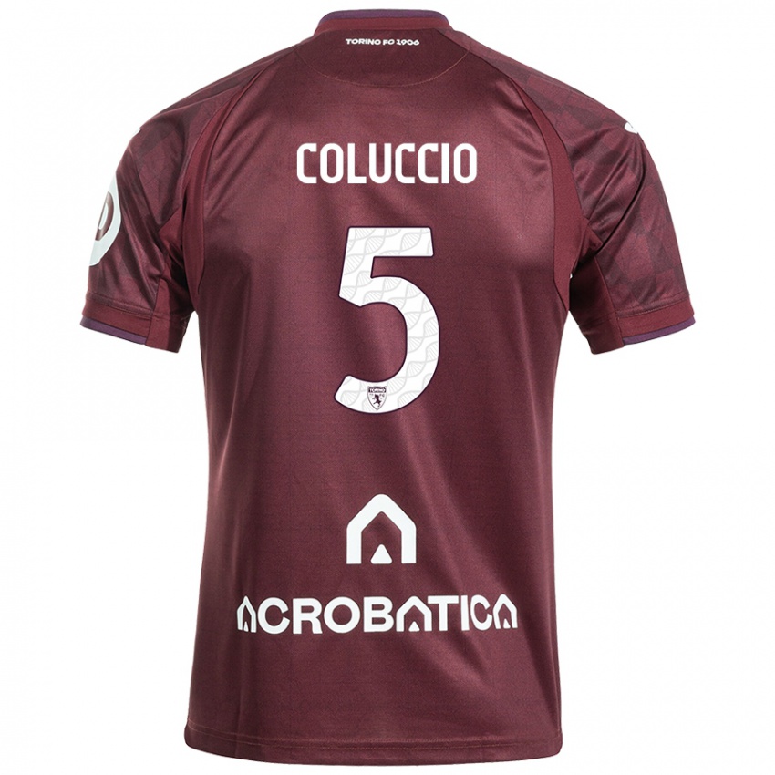 Bambino Maglia Francesca Coluccio #5 Marrone Bianco Kit Gara Home 2024/25 Maglietta