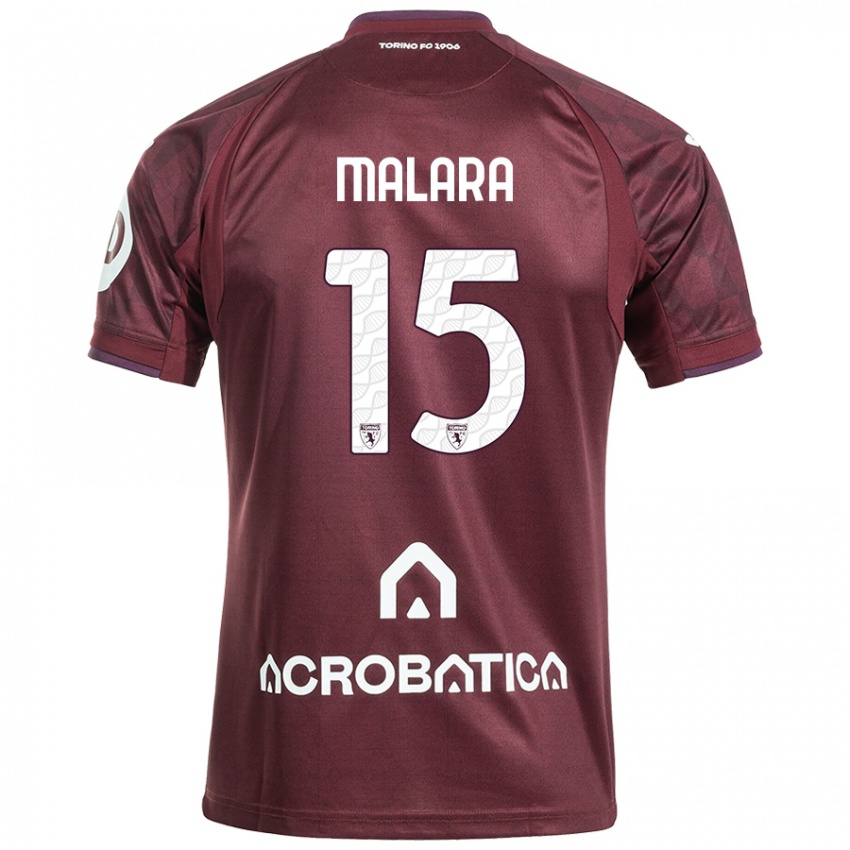 Bambino Maglia Sara Malara #15 Marrone Bianco Kit Gara Home 2024/25 Maglietta