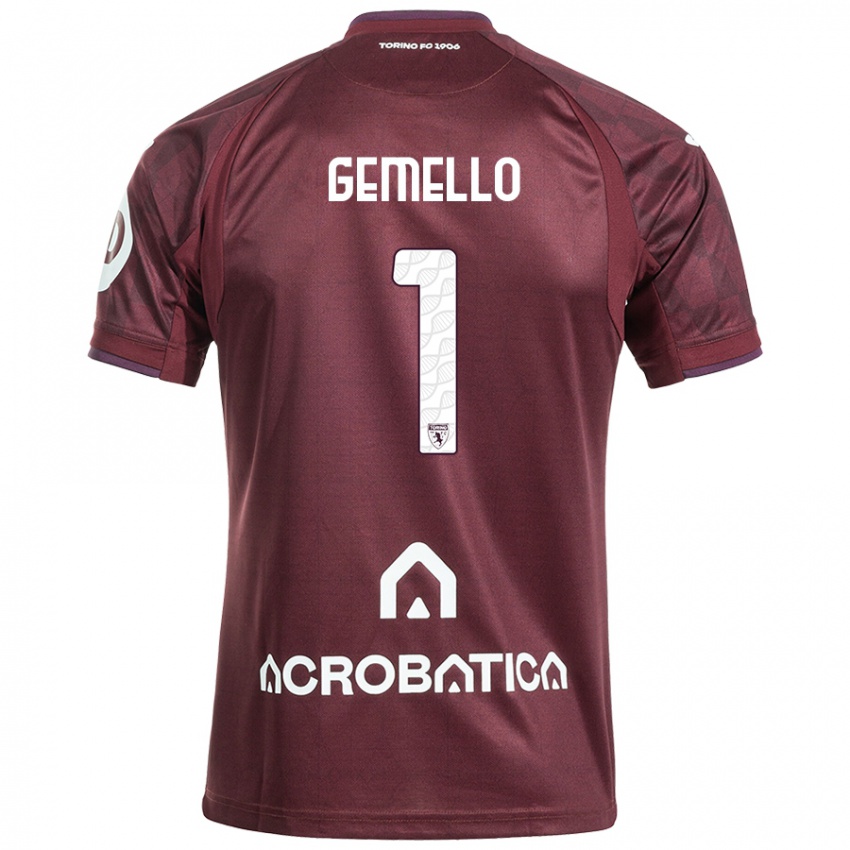 Bambino Maglia Luca Gemello #1 Marrone Bianco Kit Gara Home 2024/25 Maglietta