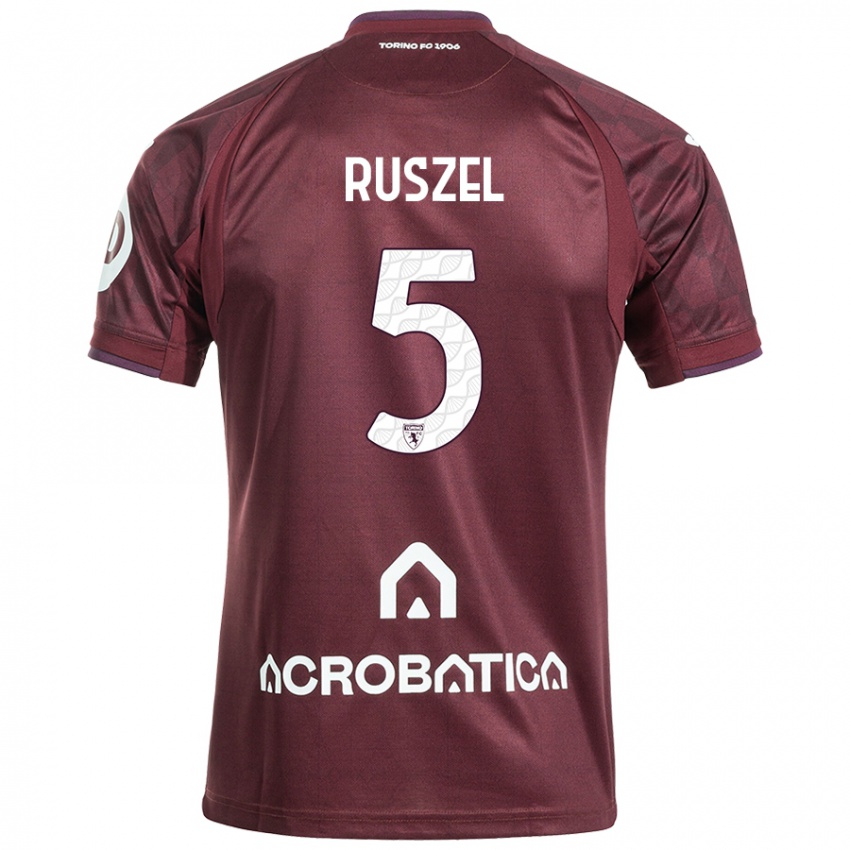 Bambino Maglia Marcel Ruszel #5 Marrone Bianco Kit Gara Home 2024/25 Maglietta