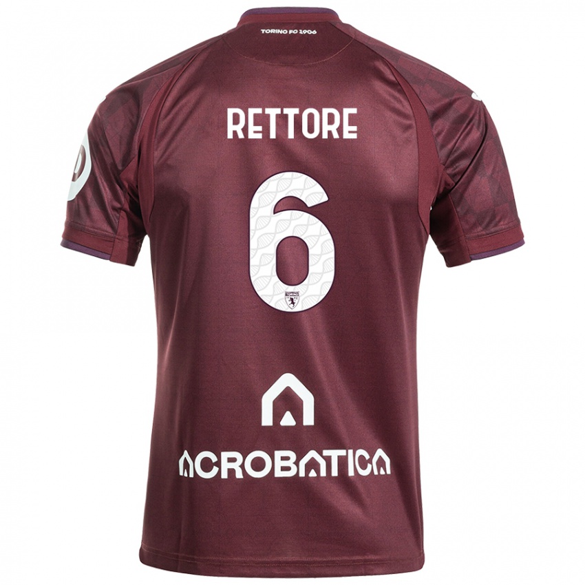 Bambino Maglia Mirko Rettore #6 Marrone Bianco Kit Gara Home 2024/25 Maglietta