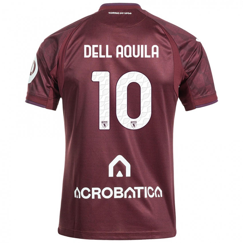 Bambino Maglia Francesco Dell'aquila #10 Marrone Bianco Kit Gara Home 2024/25 Maglietta