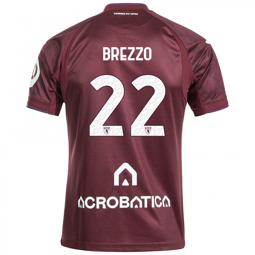 Bambino Maglia Matteo Brezzo #22 Marrone Bianco Kit Gara Home 2024/25 Maglietta