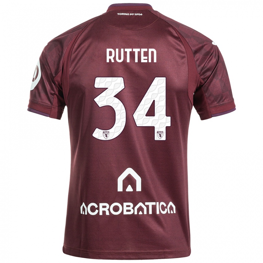 Bambino Maglia Jill Rutten #34 Marrone Bianco Kit Gara Home 2024/25 Maglietta