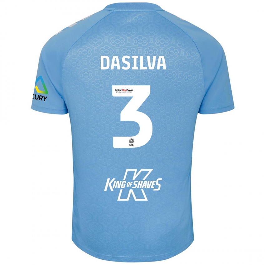 Bambino Maglia Jay Dasilva #3 Blu Bianco Kit Gara Home 2024/25 Maglietta