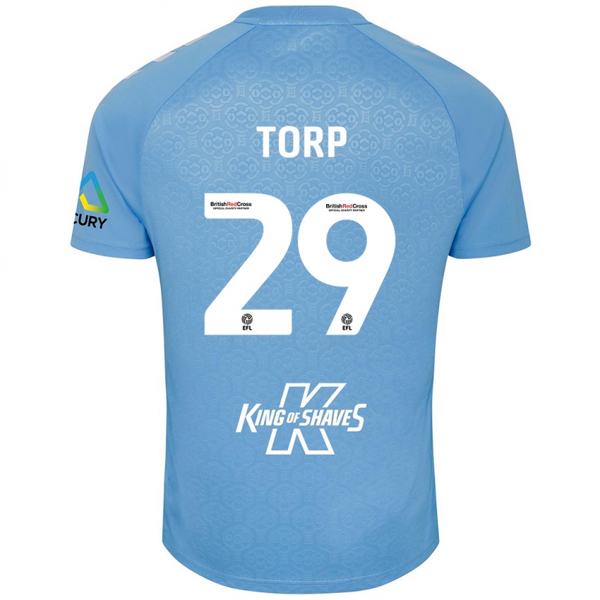 Bambino Maglia Victor Torp #29 Blu Bianco Kit Gara Home 2024/25 Maglietta