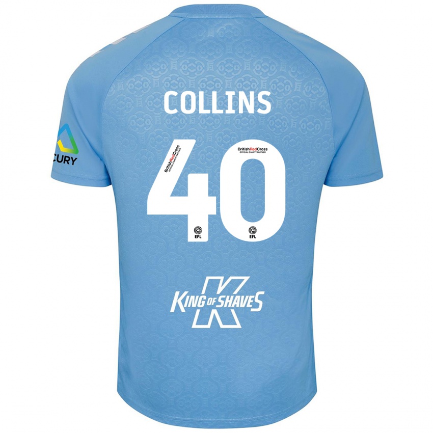 Bambino Maglia Brad Collins #40 Blu Bianco Kit Gara Home 2024/25 Maglietta