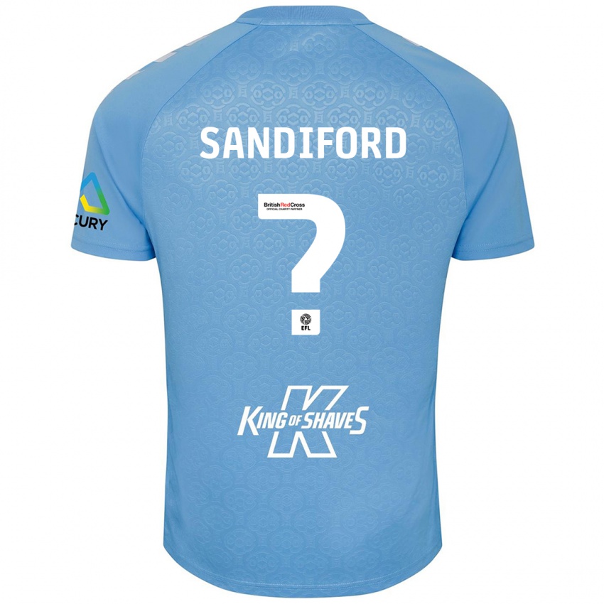 Bambino Maglia Greg Sandiford #0 Blu Bianco Kit Gara Home 2024/25 Maglietta