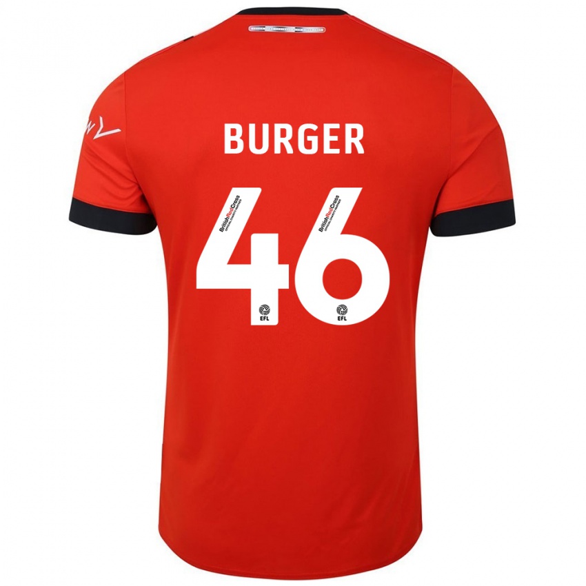 Bambino Maglia Jake Burger #46 Arancione Nero Kit Gara Home 2024/25 Maglietta