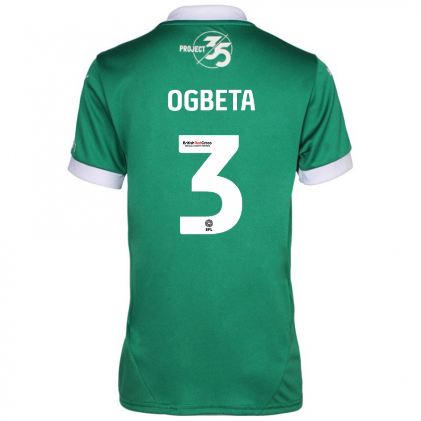 Bambino Maglia Nathanael Ogbeta #3 Verde Bianco Kit Gara Home 2024/25 Maglietta