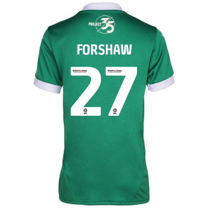 Bambino Maglia Adam Forshaw #27 Verde Bianco Kit Gara Home 2024/25 Maglietta