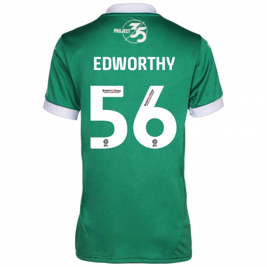 Bambino Maglia Kieran Edworthy #56 Verde Bianco Kit Gara Home 2024/25 Maglietta