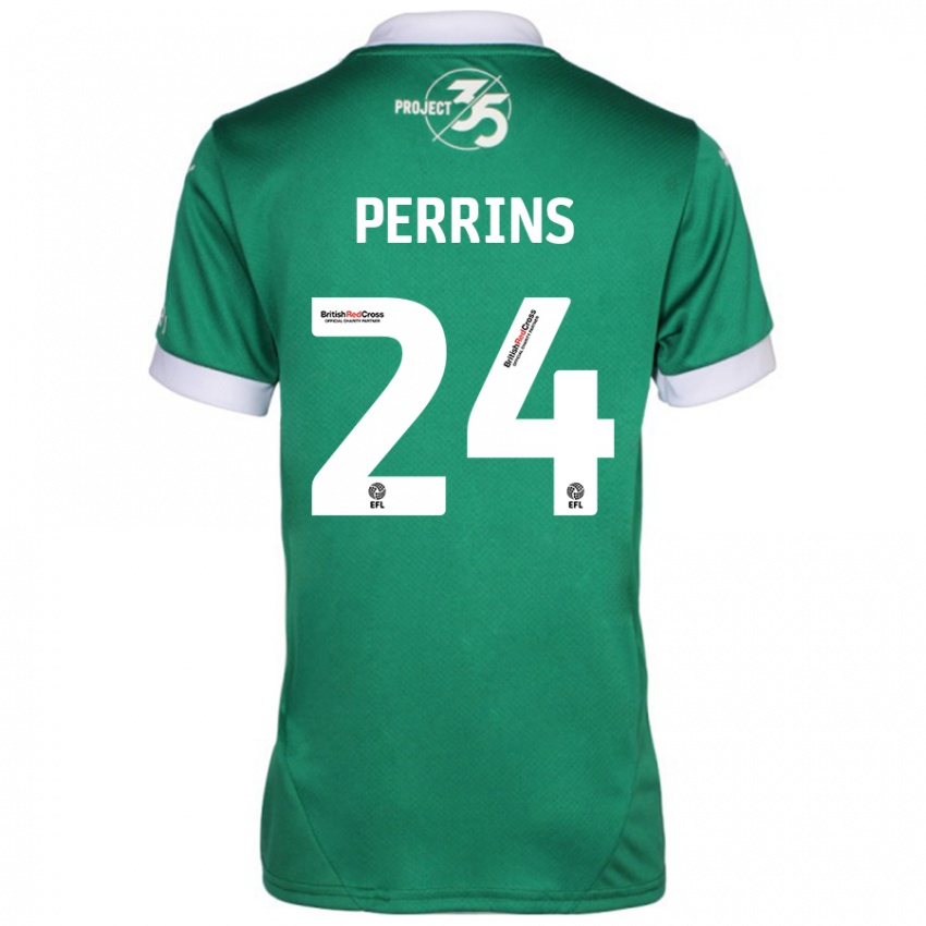 Bambino Maglia Grace Perrins #24 Verde Bianco Kit Gara Home 2024/25 Maglietta