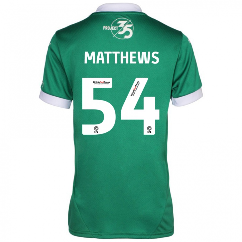 Bambino Maglia Jack Matthews #54 Verde Bianco Kit Gara Home 2024/25 Maglietta