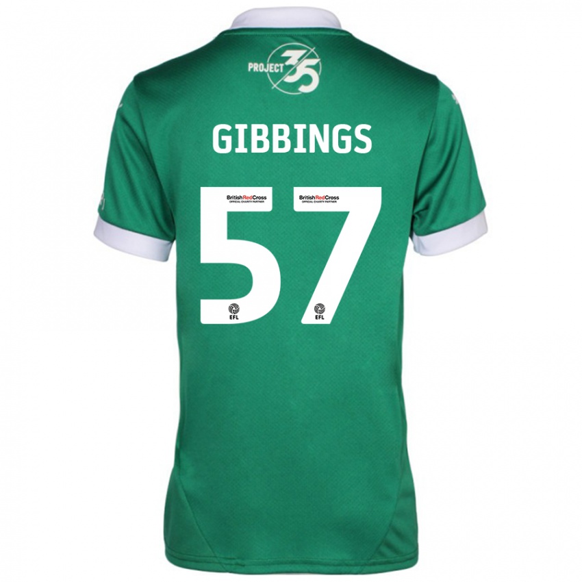 Bambino Maglia Cole Gibbings #57 Verde Bianco Kit Gara Home 2024/25 Maglietta