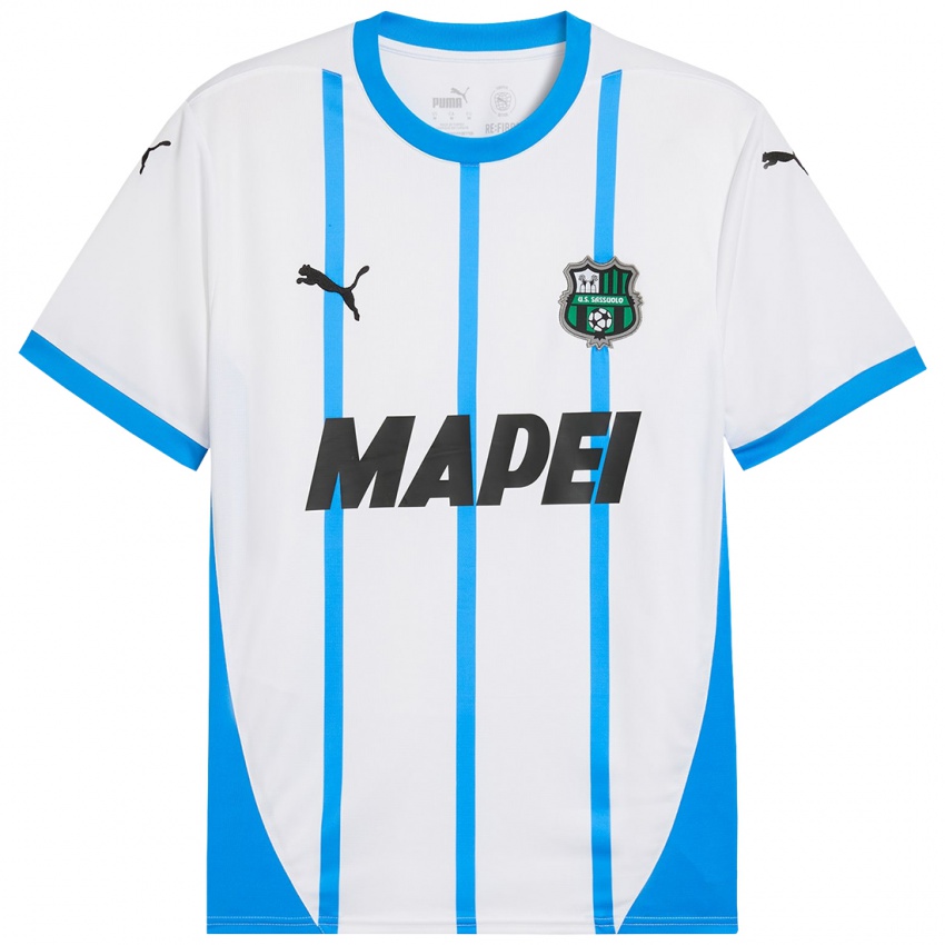 Bambino Maglia Maxime López #0 Bianco Blu Kit Gara Away 2024/25 Maglietta