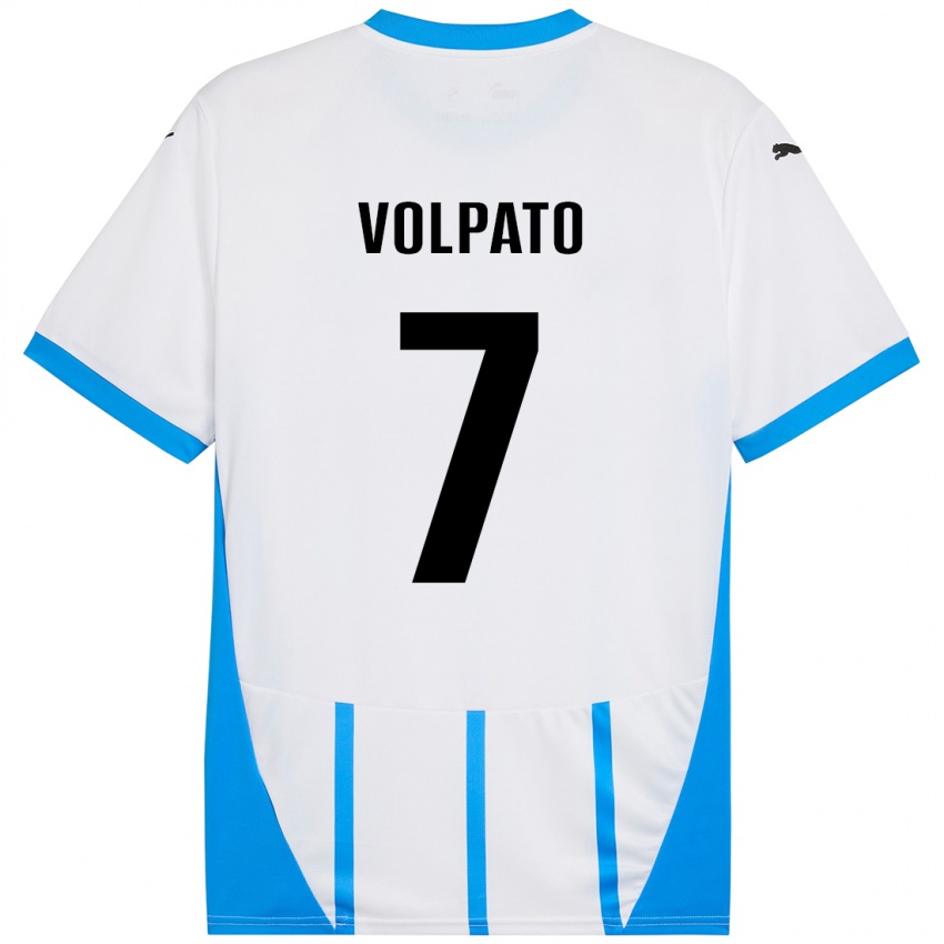 Bambino Maglia Cristian Volpato #7 Bianco Blu Kit Gara Away 2024/25 Maglietta