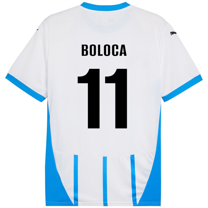 Bambino Maglia Daniel Boloca #11 Bianco Blu Kit Gara Away 2024/25 Maglietta