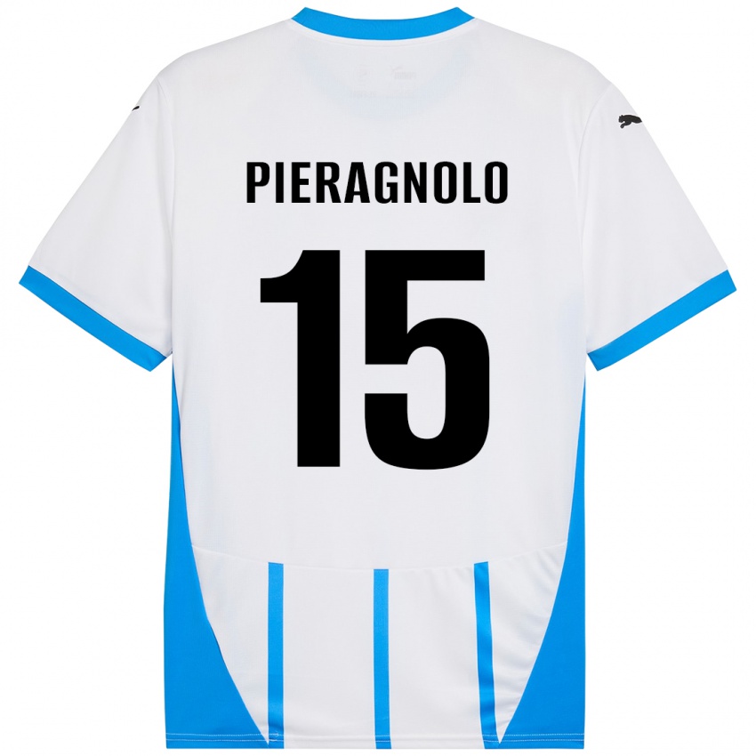 Bambino Maglia Edoardo Pieragnolo #15 Bianco Blu Kit Gara Away 2024/25 Maglietta