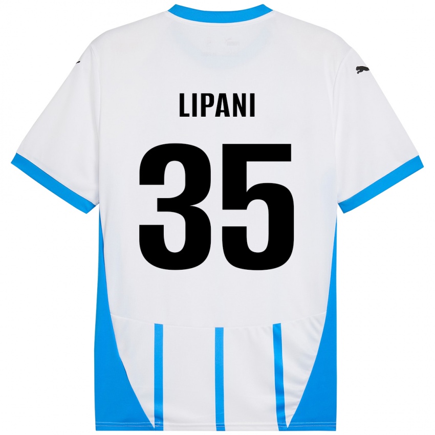 Bambino Maglia Luca Lipani #35 Bianco Blu Kit Gara Away 2024/25 Maglietta