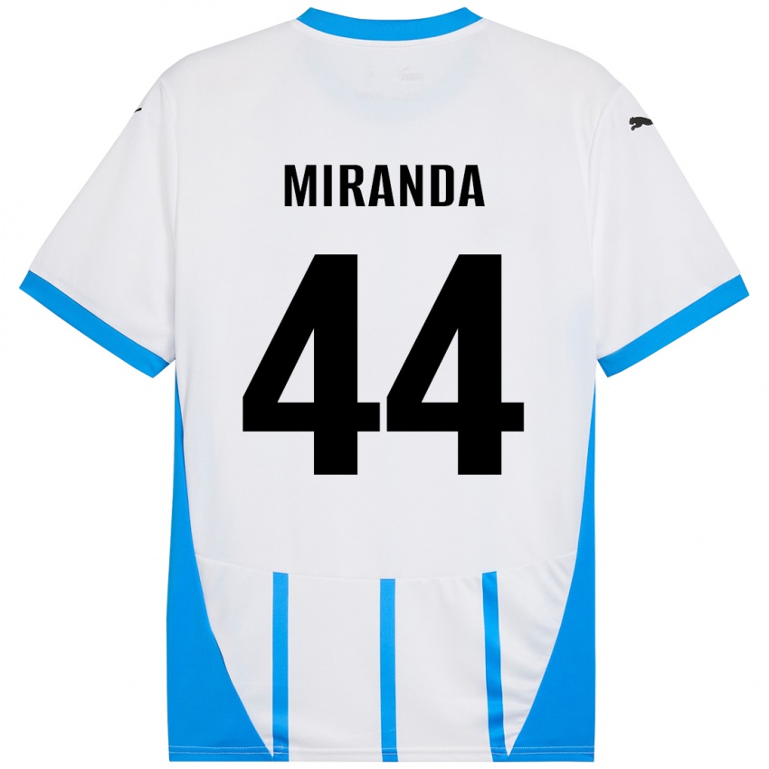 Bambino Maglia Kevin Miranda #44 Bianco Blu Kit Gara Away 2024/25 Maglietta