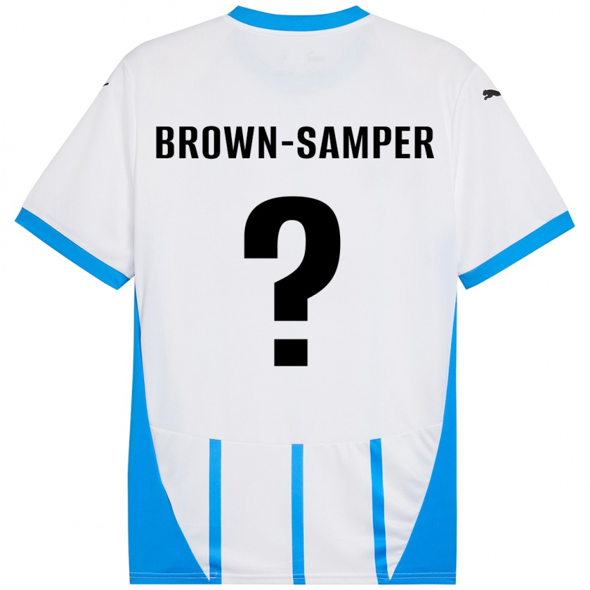 Bambino Maglia Isaac Brown-Samper #0 Bianco Blu Kit Gara Away 2024/25 Maglietta