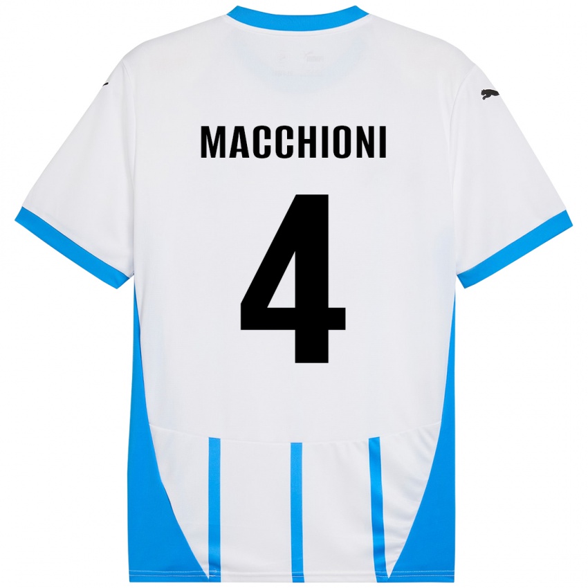 Bambino Maglia Tommaso Macchioni #4 Bianco Blu Kit Gara Away 2024/25 Maglietta