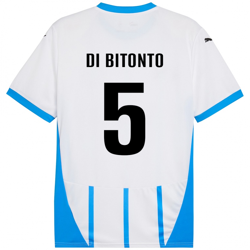 Bambino Maglia Alessandro Di Bitonto #5 Bianco Blu Kit Gara Away 2024/25 Maglietta