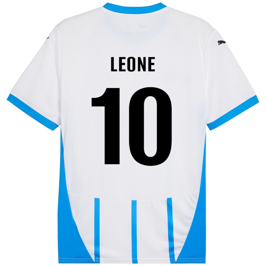 Bambino Maglia Kevin Leone #10 Bianco Blu Kit Gara Away 2024/25 Maglietta