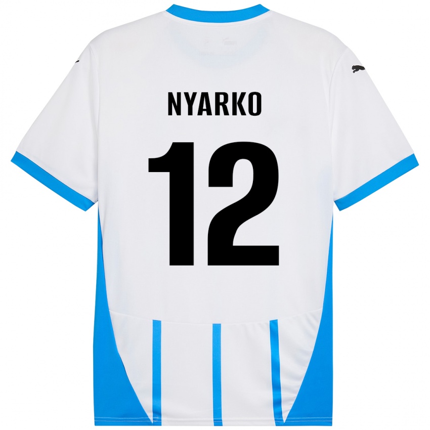 Bambino Maglia Lorenzo Nyarko #12 Bianco Blu Kit Gara Away 2024/25 Maglietta