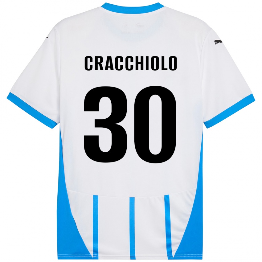 Bambino Maglia Leonardo Cracchiolo #30 Bianco Blu Kit Gara Away 2024/25 Maglietta