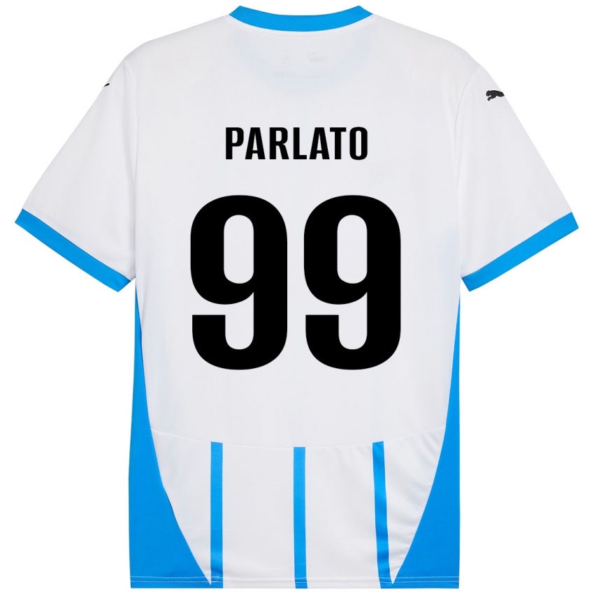 Bambino Maglia Claudio Parlato #99 Bianco Blu Kit Gara Away 2024/25 Maglietta