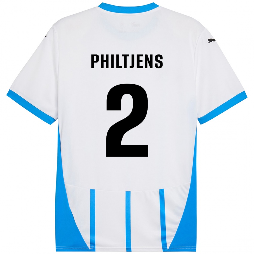 Bambino Maglia Davina Philtjens #2 Bianco Blu Kit Gara Away 2024/25 Maglietta