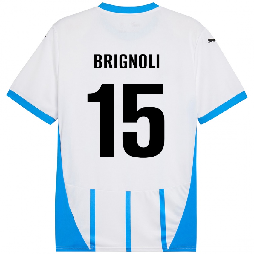 Bambino Maglia Benedetta Brignoli #15 Bianco Blu Kit Gara Away 2024/25 Maglietta