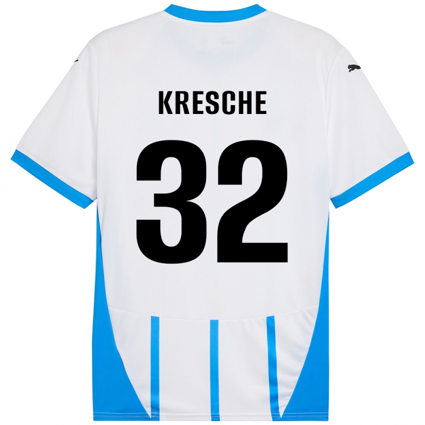 Bambino Maglia Isabella Kresche #32 Bianco Blu Kit Gara Away 2024/25 Maglietta