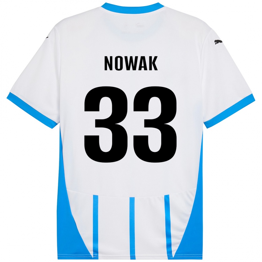 Bambino Maglia Julie Nowak #33 Bianco Blu Kit Gara Away 2024/25 Maglietta