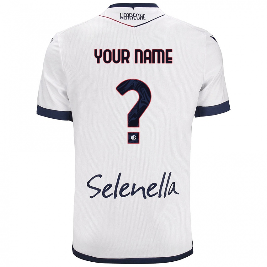 Bambino Maglia Il Tuo Nome #0 Bianco Blu Reale Kit Gara Away 2024/25 Maglietta